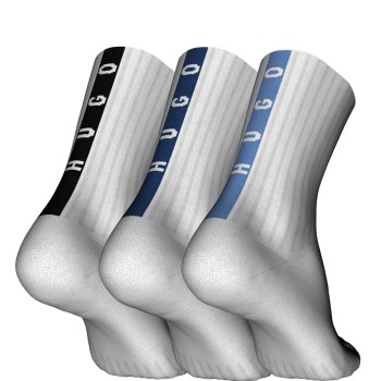 HUGO Strømper 3P Back Label Socks Hvid/Blå Str 39/42