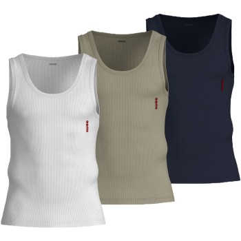 HUGO 3P Triplet Tank Top Blå/Grøn bomuld Large Herre