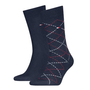 Tommy Hilfiger Strømper 2P Men Argyle Sock Navy bomuld Str 43/46 Herre