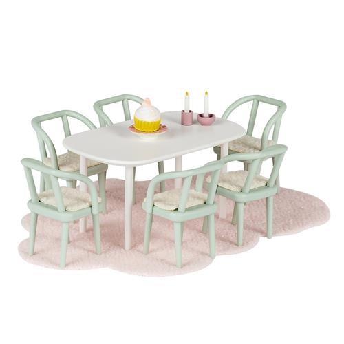 Lundby Dining Room Furniture 6 pcs Green Green One Size  Grøn  One Size 3+ Years unisex