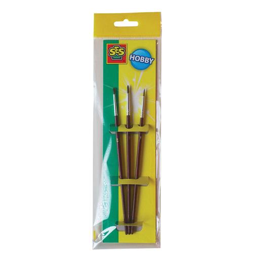SES Creative Brush Set 3 Pcs Yellow One Size  Gul  One Size 3+ Years unisex