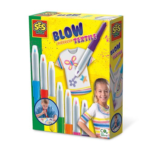 SES Creative Blow Pens  Airbrush Textile Yellow One Size  Gul  One Size 5-10 Years Drenge, Piger