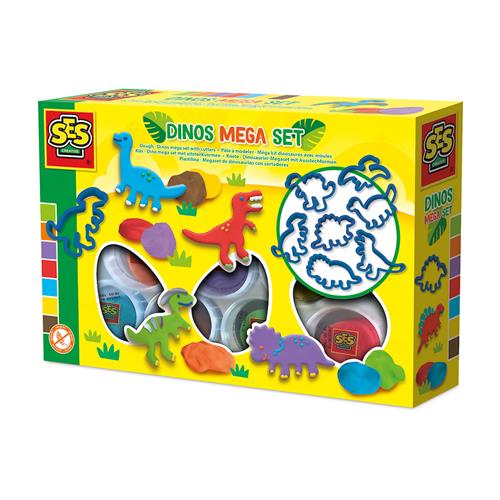SES Creative Dough  Dino Mega Set With Cutters Yellow One Size  Gul  One Size 2-6 Y unisex