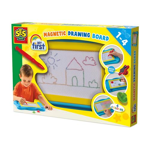 SES Creative My First  Magnetic Drawing Board With Colours Yellow One Size  Gul  One Size 2-4 Years unisex