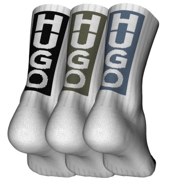 HUGO Strømper 3P Back Label Socks Hvid/Grøn Str 39/42