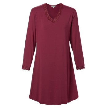 Lady Avenue Bamboo Nightdress With Long Sleeve Bordeaux Bambus Large Dame