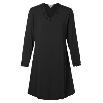 Lady Avenue Bamboo Nightdress With Long Sleeve Sort Bambus Large Dame