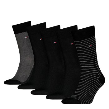 Tommy Hilfiger Strømper 5P Men Stripe Socks Gift Box Sort Str 43/46 Herre