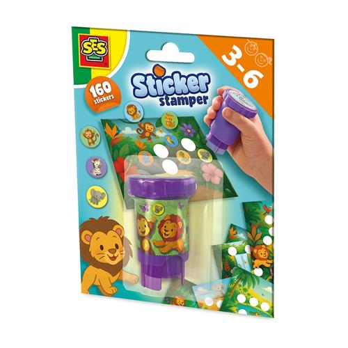 SES Creative Sticker Stamper  Jungle Animals Yellow One Size  Gul  One Size 3-6 Years Drenge, Piger