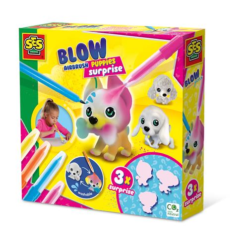 SES Creative Blow Pens Decorate 3 Puppies Yellow One Size  Gul  One Size 5-10 Years Drenge, Piger