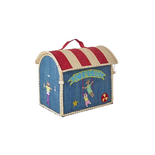 RICE Cirkus Ekstra Lille Raffia-opbevaringshus Blue  Blue XS  Blå  XS  unisex