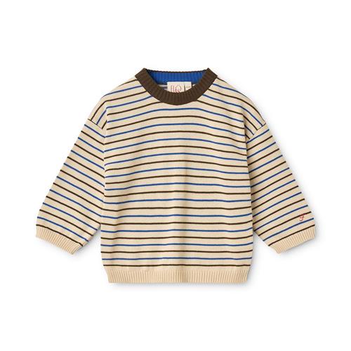 Flöss Storm Trøje Cream-Mosswood Stripe  Cream-Mosswood Stripe 7-8 Y  Creme  7-8 år  Drenge, Piger