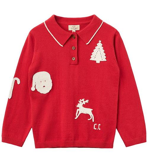 Copenhagen Colors Polobluse - Strik - Rød/Cream Comb