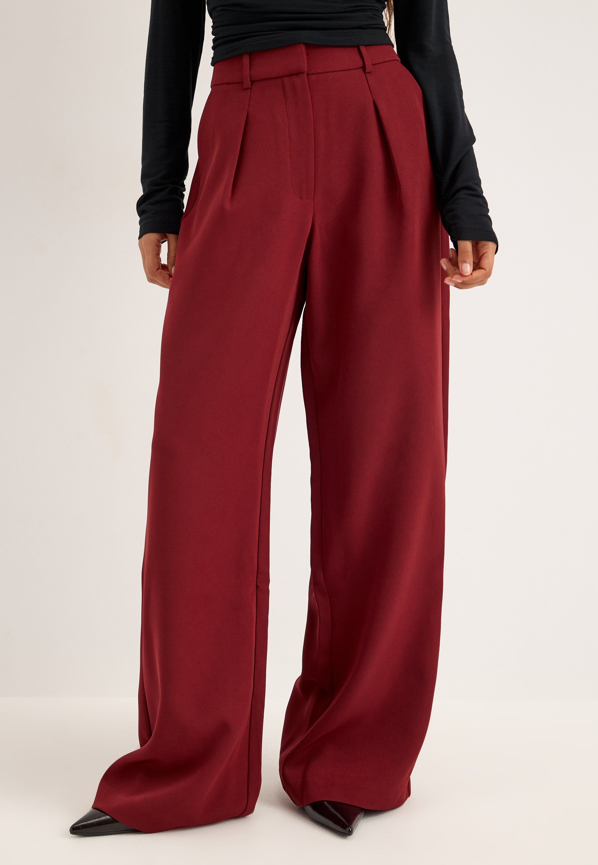 BUBBLEROOM High Waist Pleated Trousers