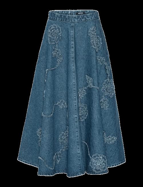 ROTATE | Denim Flower Midi Skirt | 36