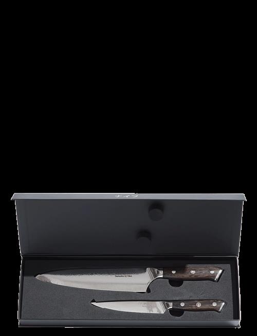 Damascus by Hâws | Chef Knife 32 Cm + Utility Knife 24Cm Wengé | ONE SIZE