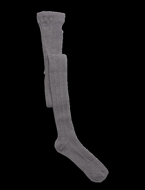 Geggamoja | Cable Knitted Stockings Grey Melange | 146-152