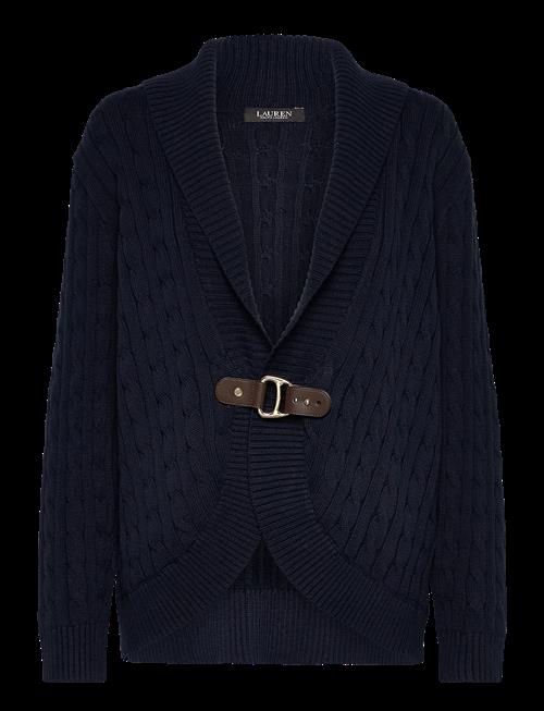 Lauren Women | Buckle-Trim Cable Shawl-Collar Cardigan | 46-48