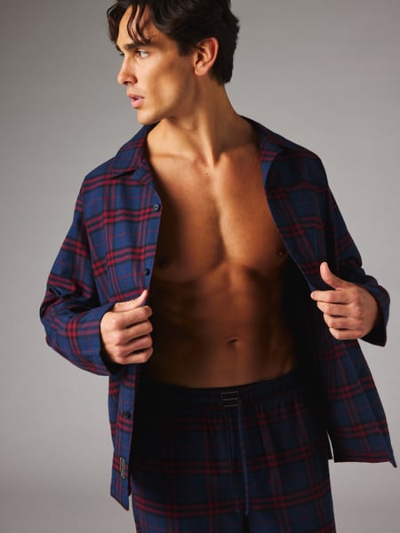 Björn Borg Core Flannel Pyjama Shirt Blå, XXL
