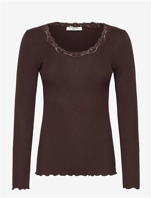 Rosemunde | Rwbabette Silk Ls U-Neck Lace T-Shi | L