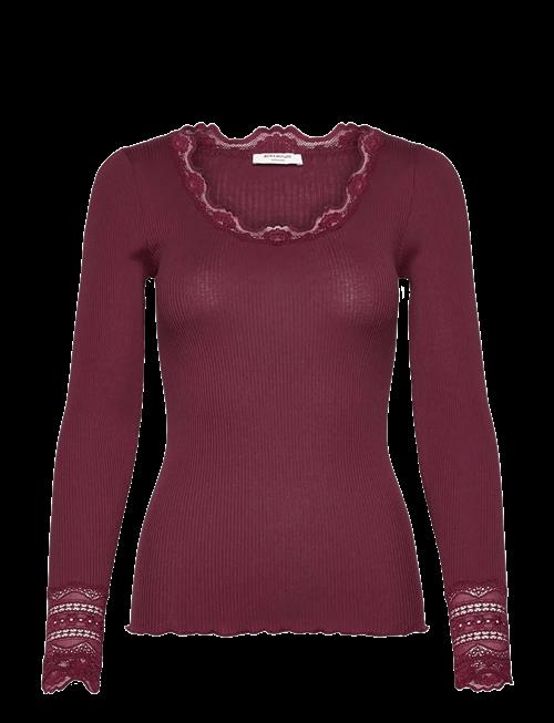 Rosemunde | Rwbenita Silk Ls O-Neck Lace T-Shirt | XL