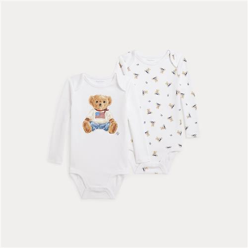 Ralph Lauren Polo Bear 2-pak Bomuldsbodysuit White  White 6 months  Hvid  6 måneder  Drenge