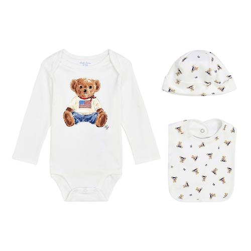 Ralph Lauren Polo Bear 3-delt Gavesæt White Multi  White Multi 3 months  Hvid  3 måneder  Drenge