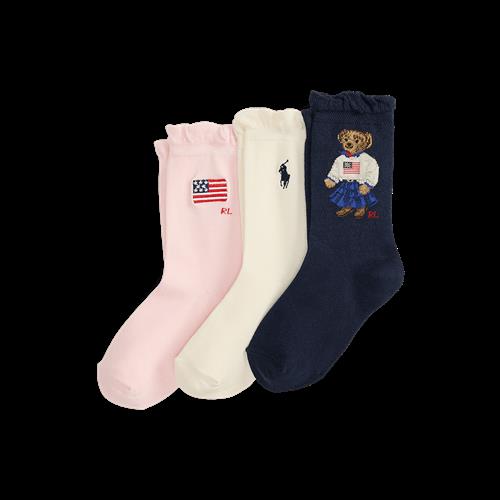 Ralph Lauren 3-pak Sokker Navy Ivory Blue  Navy Ivory Blue 4-6 Y  Marineblå  4-6 år  Piger