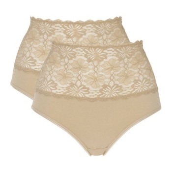 Damella Trusser 2P Lace Maxi Briefs Beige bomuld Large Dame