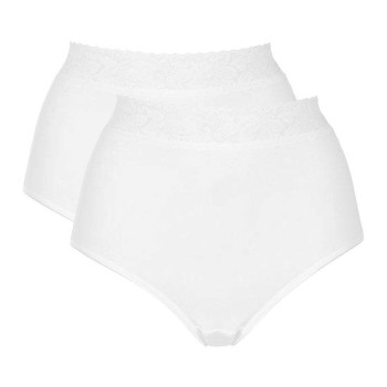 Damella Trusser 2P Maxi Brief With Lace Hvid bomuld Large Dame