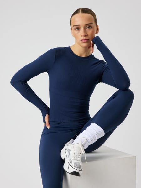 Björn Borg Studio Ribbed Cropped Long Sleeve Marineblå, S