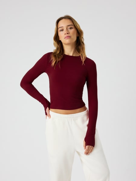 Björn Borg Studio Ribbed Cropped Long Sleeve Rød, S