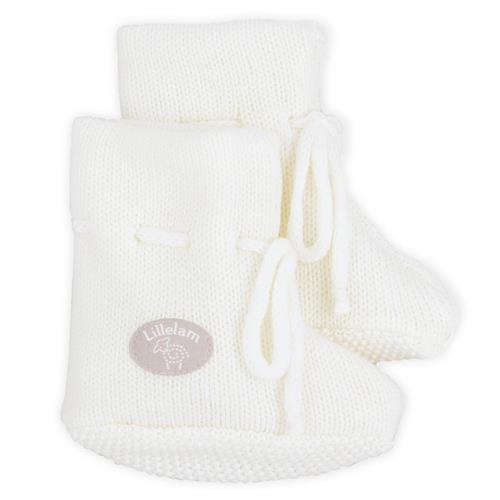 Lillelam Baby Booties Classic White White 74/80 cm Uld Hvid  74/80 cm  unisex