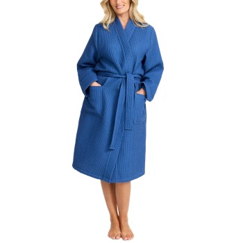 Damella Cotton Jersey Waffle Robe Blå bomuld Medium Dame