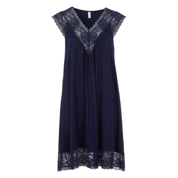 Damella Viscose Plain Sleeveless Nightdress Marineblå viskose X-Large Dame