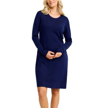 Damella Wool Long Sleeved Nightdress Marineblå merinould X-Large Dame