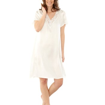 Damella Woven Silk Plain Nightdress Elfenben silke X-Large Dame