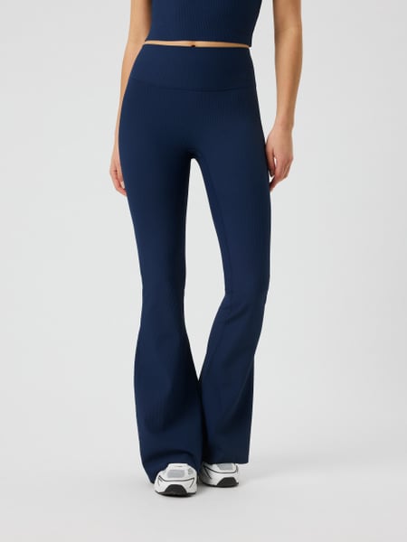 Björn Borg Studio Ribbed Flare Tights Tall Blå, XS