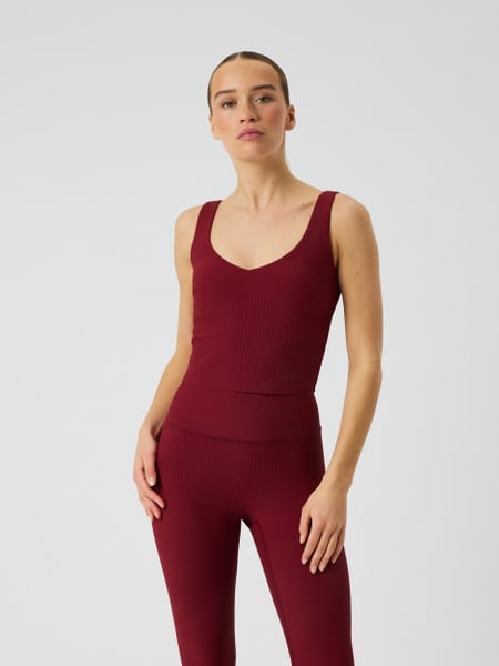 Björn Borg Studio Ribbed V-neck Top Rød, XS