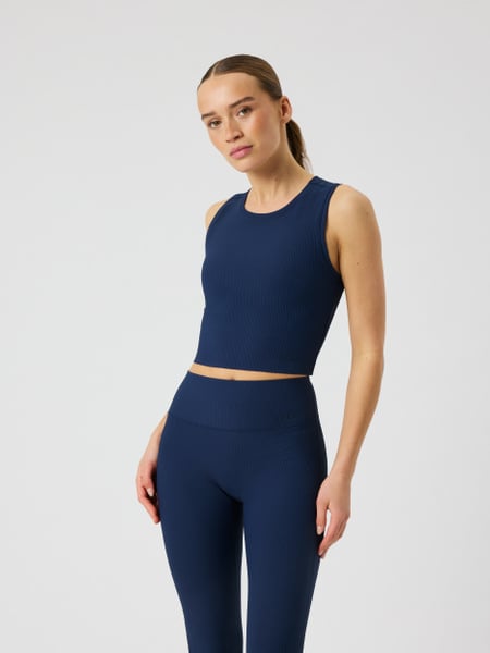 Björn Borg Studio Ribbed Cropped Tank Top Marineblå, XS