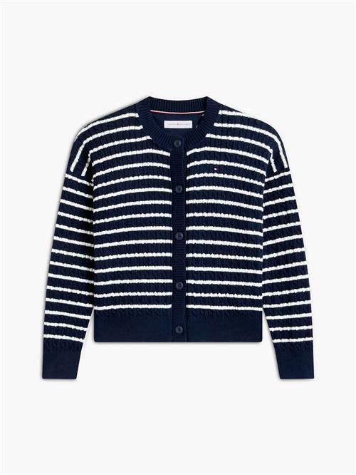 Tommy Hilfiger Strikket Cardigan Dark Blue Ivory Petal  Dark Blue Ivory Petal 7 Y  Blå  7 år  unisex