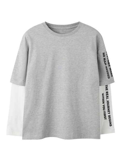 Name It T-shirt Med Lange Ærmer Grey Melange  Grey Melange  146/152 cm  Grå  146/152 cm  Drenge