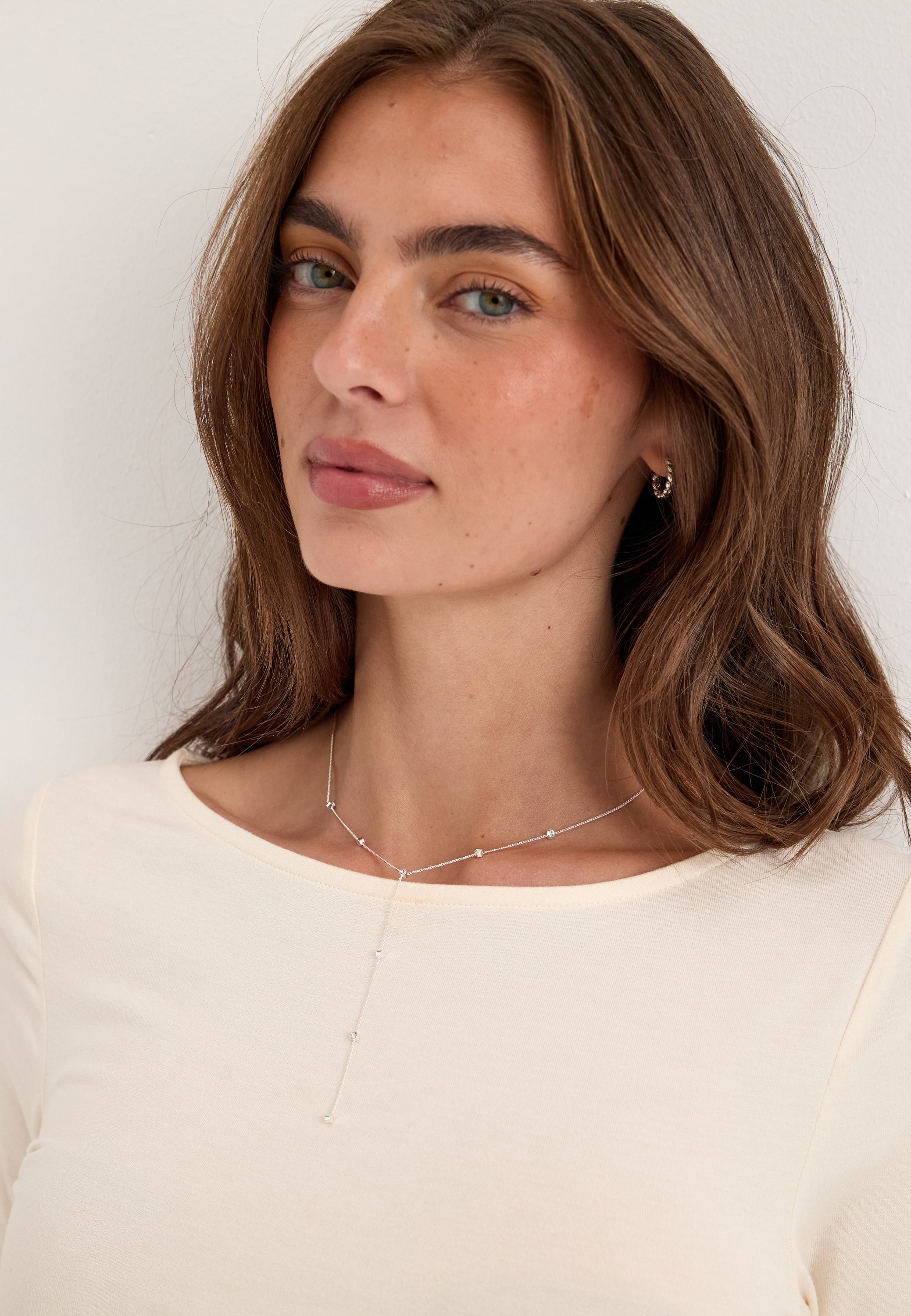 PILGRIM Root  y-necklace Silver-plated