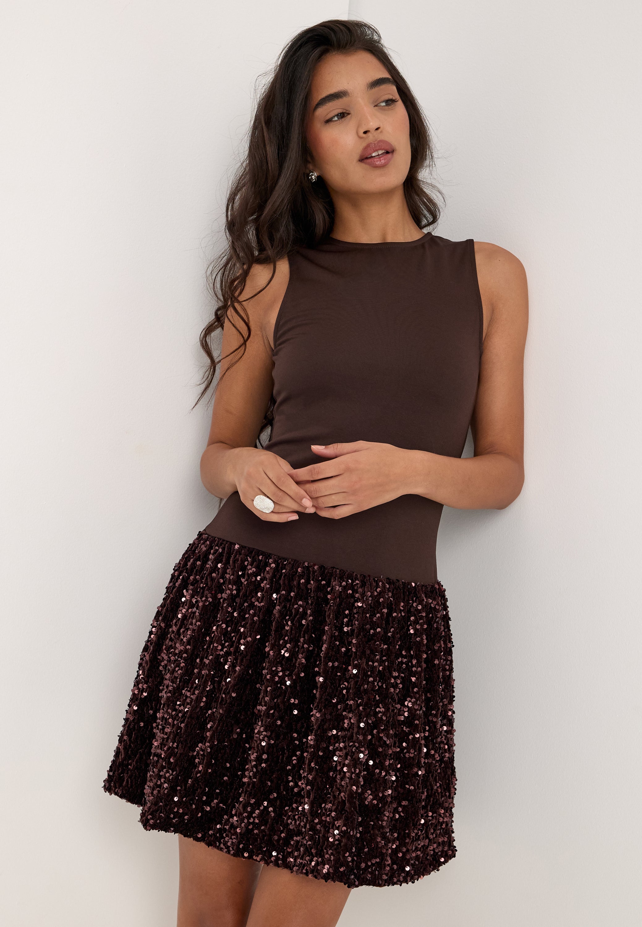 VILA Vibelieve S/S MIX SEQUINS DRESS