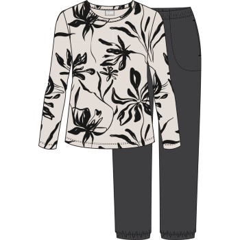 Trofé Trofe Graphic Pyjama Set Hvid/Sort Medium Dame