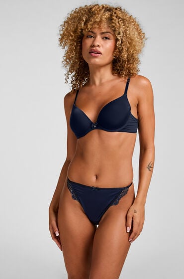 Se Hunkemöller Highleg Brazilian Pamela Blå hos Hunkemøller