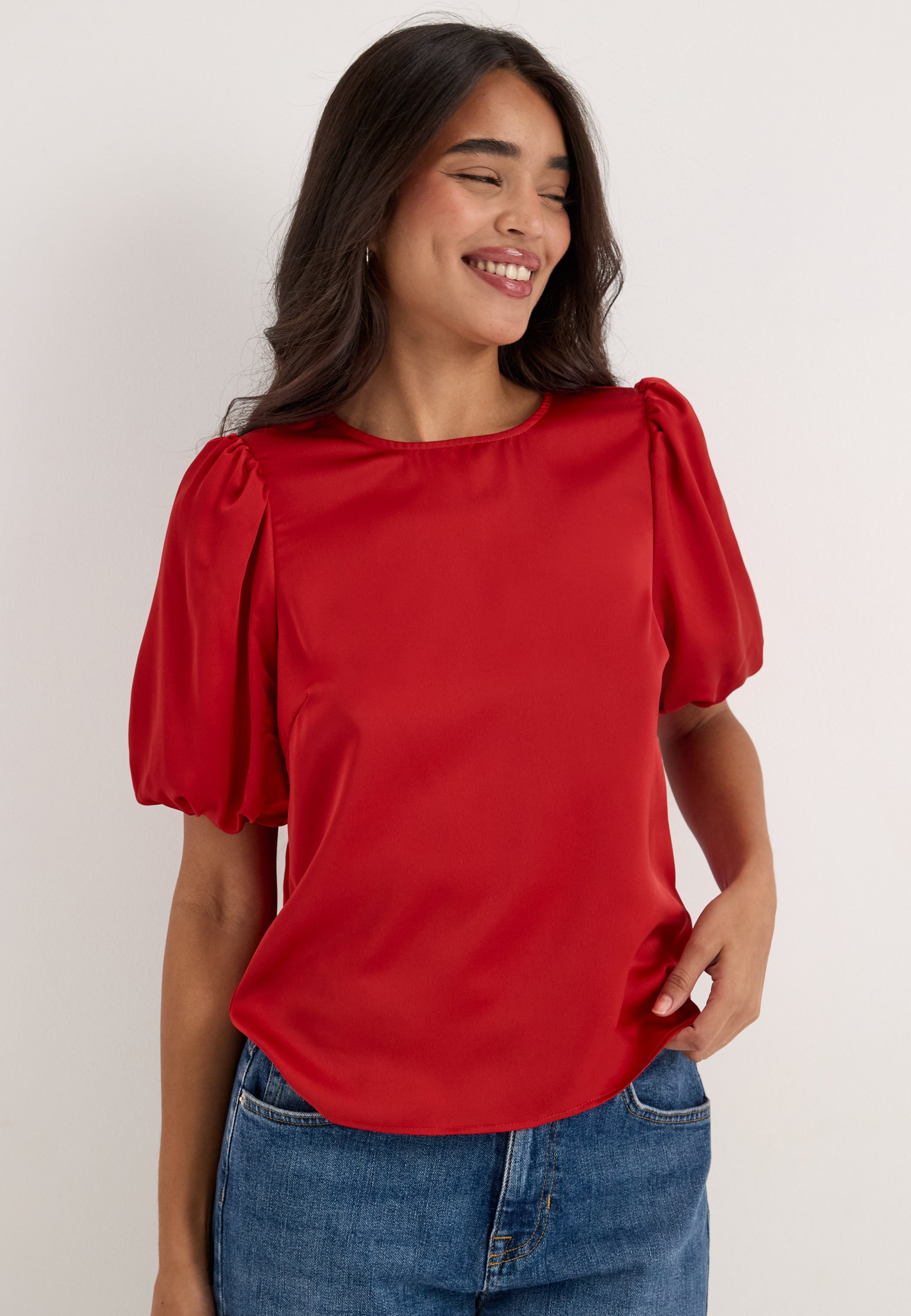VILA Viellette 2/4 SATIN PUFF TOP