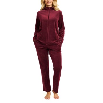 Damella Velour Plain Suit Vinrød  3XL Dame