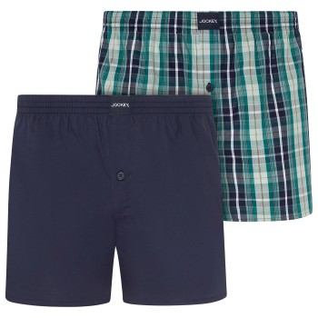 Jockey 2P Woven Boxer Shorts Navy bomuld X-Large Herre