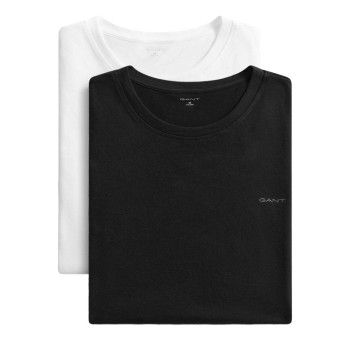Gant 2P Basic Crew Neck T-Shirt Sort/Hvid bomuld X-Large Herre